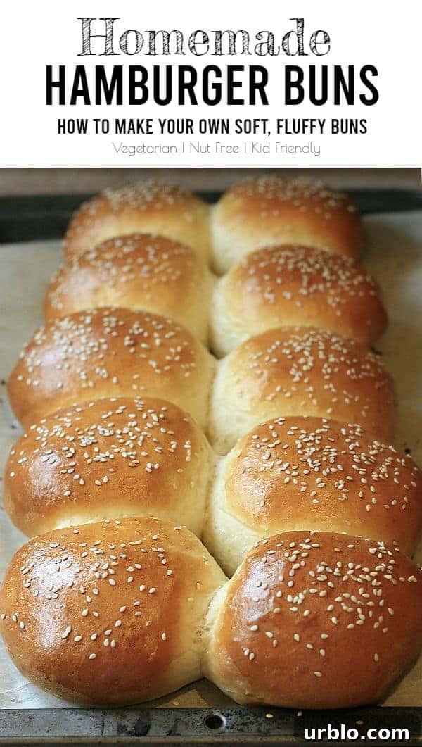 How to Make Fluffy Homemade Hamburger Buns 9 Hamburger buns on a tray