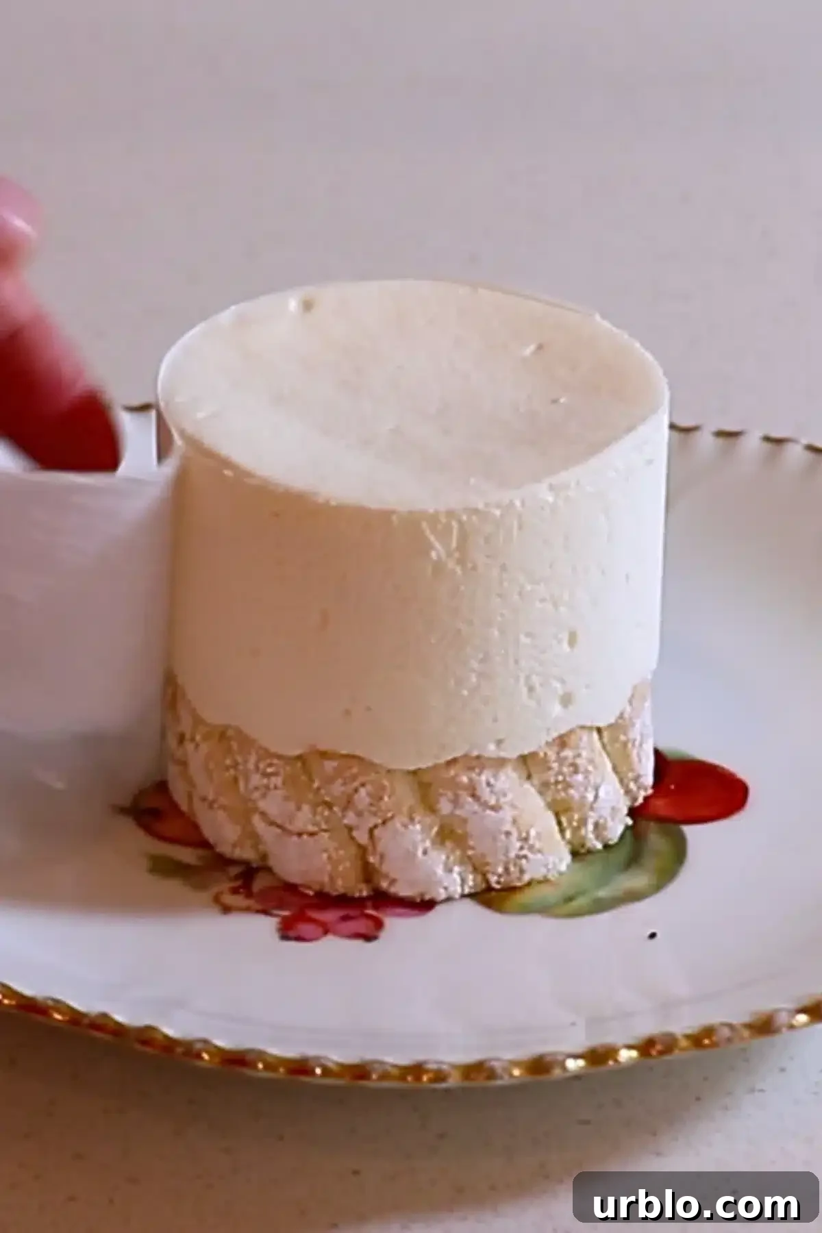 Silky Lemon Mousse Recipe with Fresh Citrus Zest 21 peeling off the cake acetate film from a frozen lemon cake