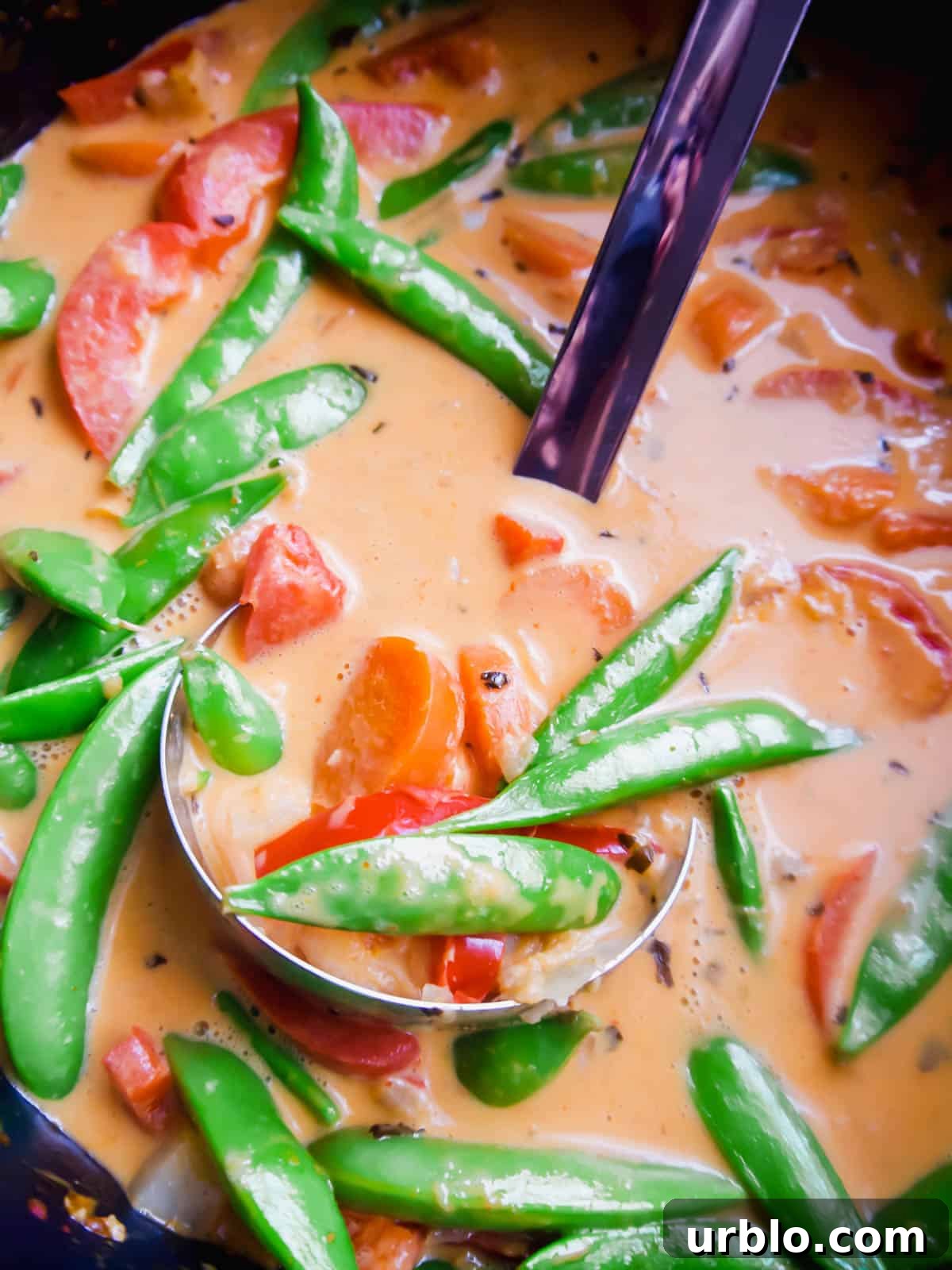 Vegan Thai Red Curry (Paleo-Friendly) 10 Snap peas added to paleo Thai red curry.