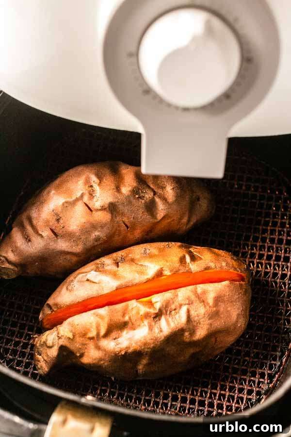 Crispy Baked Sweet Potatoes in the Air Fryer 4 baked sweet potato in Air Fryer