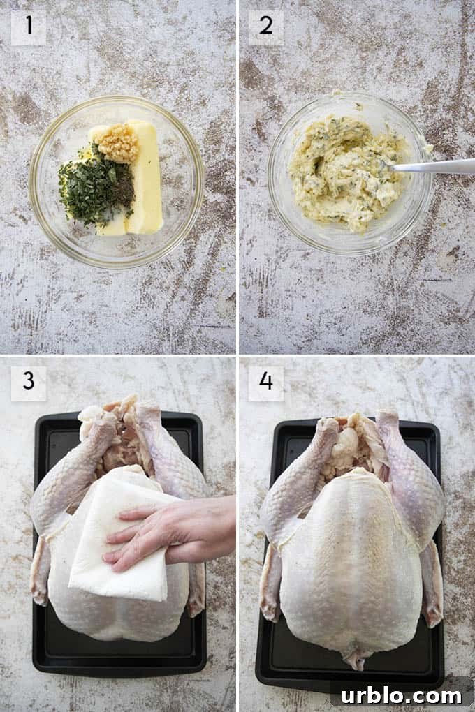 Roast Turkey Recipe for Juicy Meat and Crispy Skin 4 photo collage how to roast a turkey